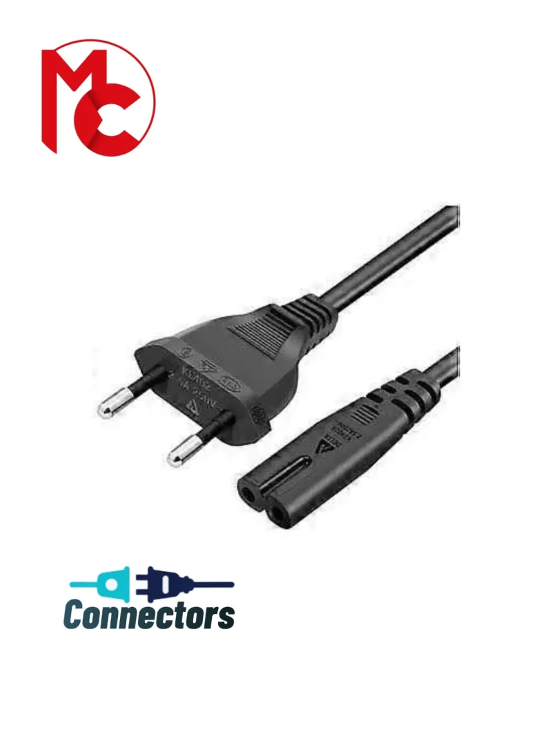 Power Cable 1.5 Meters 2 Pin Euro Plug Power Cord for Samsung Philips LG Sony TV, PS4, PS3, PC Monitor, Printer Fontainebleau Black